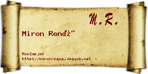 Miron René névjegykártya